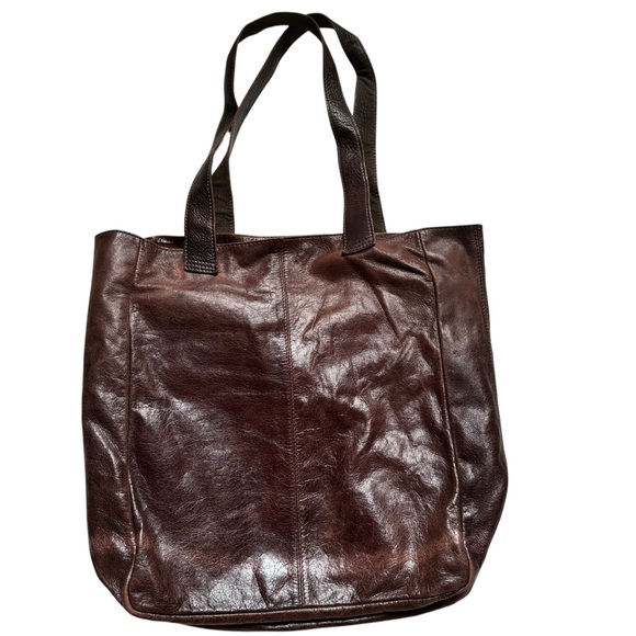 Ellington Dark Brown Leather Tote Bag Boho Distressed - Picture 4 of 14